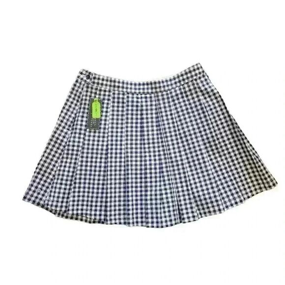 Georgia May Jagger Women's Navy & White Gingham Checked Cotton/Poly/Spandex Plea - Picture 6 of 12